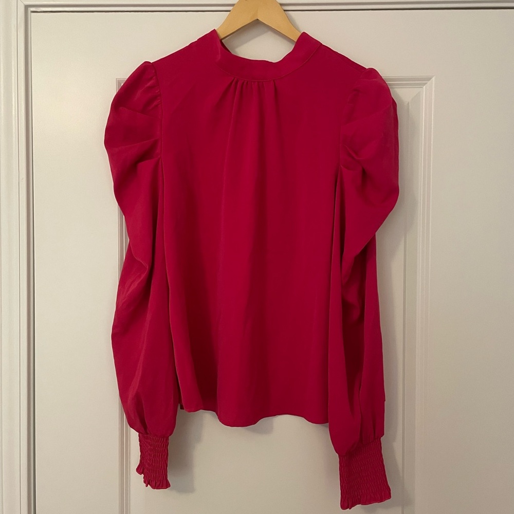 NWT Vici Hot Pink Women's Pink Blouse with Puff Sleeves - Picture 2 of 8